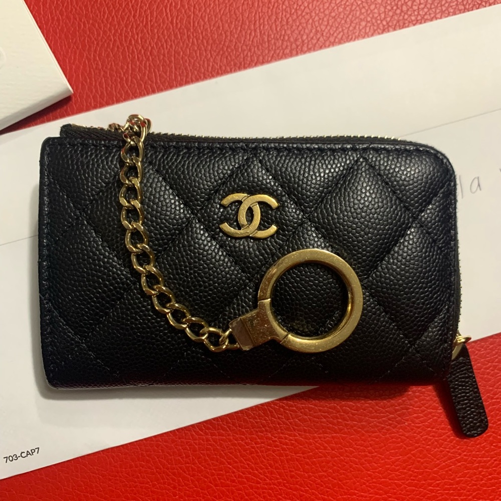Chanel Caviar Zip Key Holder LGHW